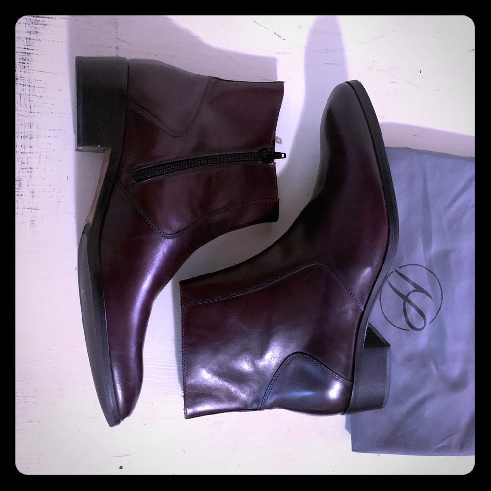 Bruno Magli men’s zipper boots, burgundy